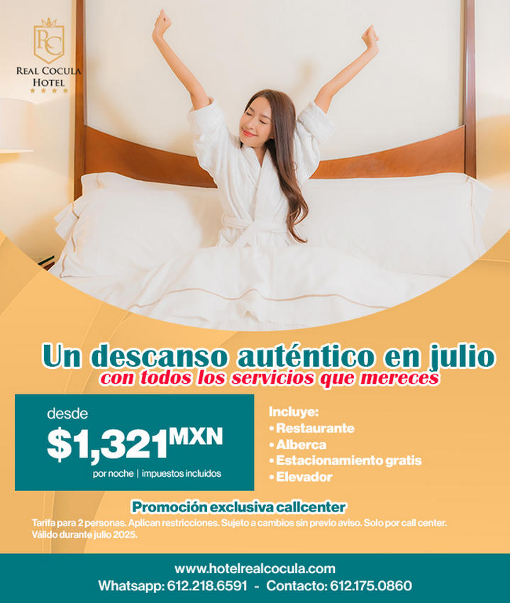 Oferta especial de verano, Hospedaje en Hotel Real Cocula, Hotel en Cocula, Jalisco